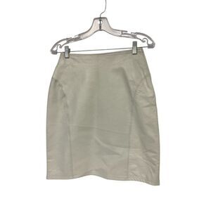 Vintage Tibor Womens Skirt 4 Pencil Straight White Leather Side Zip 80s EUC